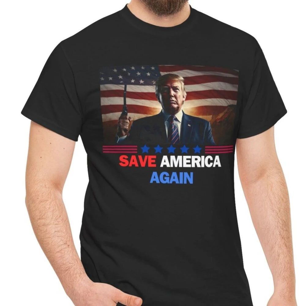 Save America Again shirt Trump Cotton Shirt Funny Political Gift Trump 2024 Man TShirt Trump Gifts Political Men's Graphic Tees